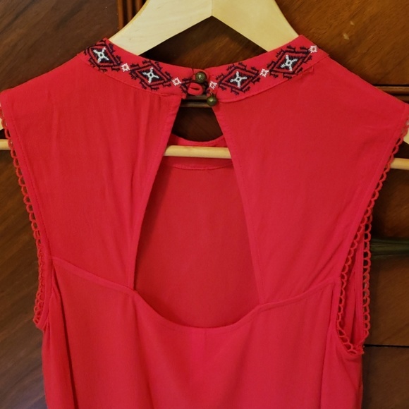 Boho Embroidered Red Dress - Picture 5 of 8